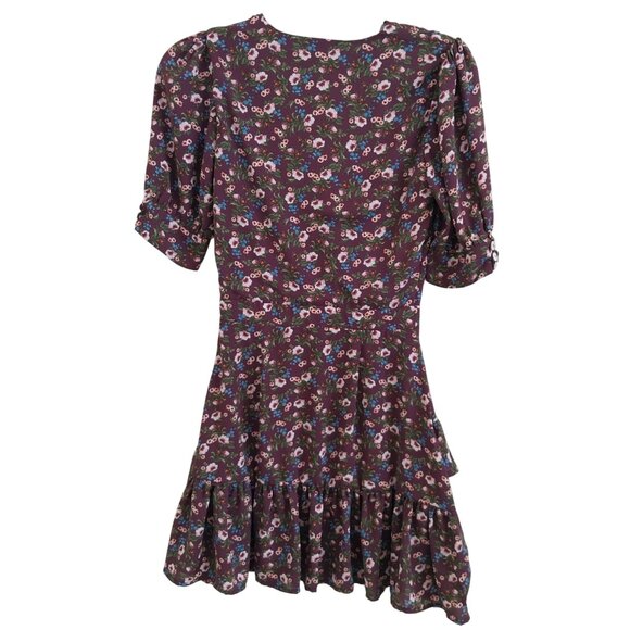 Francesca's Mi Ami Penelope Ruffle Mini Dress Like New Size XXS Purple Floral - Picture 10 of 13